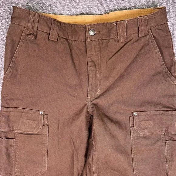 Duluth Trading Cargo Work Pants Men 36x32 Brown Fire Hose Canvas Utility Relaxed - Picture 6 of 13